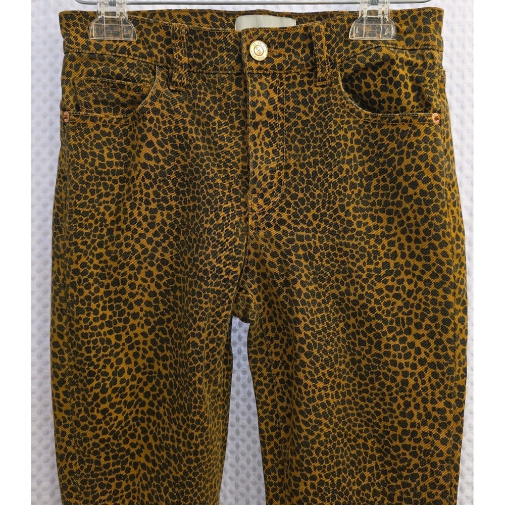 Current Elliott Size 24 High Waist Stiletto Jeans Spotted Leopard Frayed Hem